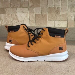 DC Tan and Black Mid-Top Mason Top Sneakers. Water Resistant